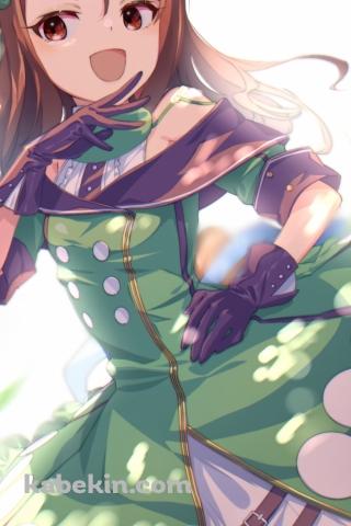 高笑いするキングヘイロー / 緑の勝負服 / ウマ娘プリティーダービーのAndroidの壁紙(320px x 480px) スマホ用