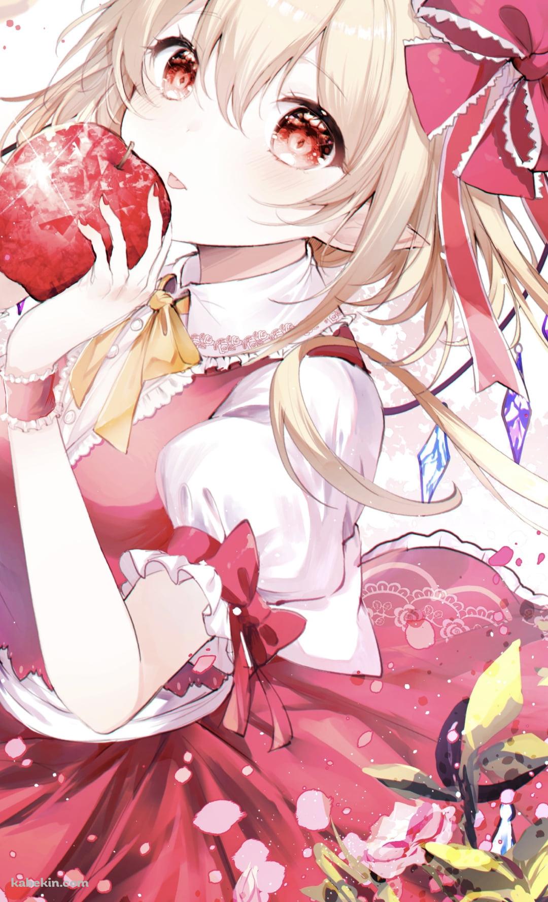 大きなリンゴを持つフランドール・スカーレット / 東方のAndroidの壁紙(1080px x 1776px) スマホ用