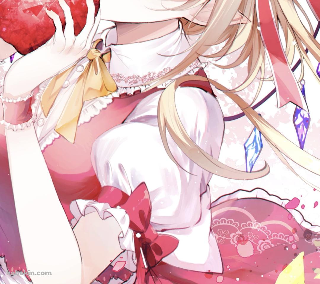 大きなリンゴを持つフランドール・スカーレット / 東方のAndroidの壁紙(1080px x 960px) スマホ用