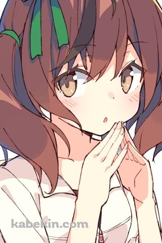 両手を合わせて椅子に座る可愛いナイスネイチャ / ウマ娘プリティーダービーのAndroidの壁紙(320px x 480px) スマホ用