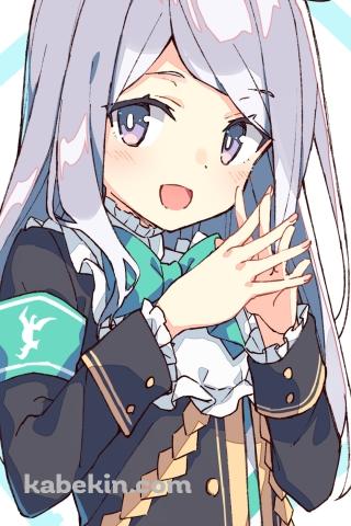 両手を合わせ笑顔の可愛いメジロマックイーン / ウマ娘プリティーダービーのAndroidの壁紙(320px x 480px) スマホ用