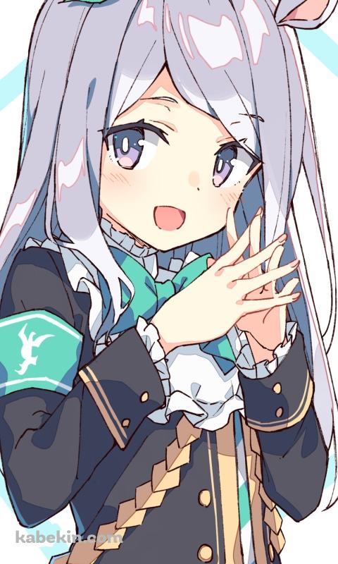 両手を合わせ笑顔の可愛いメジロマックイーン / ウマ娘プリティーダービーのAndroidの壁紙(480px x 800px) スマホ用