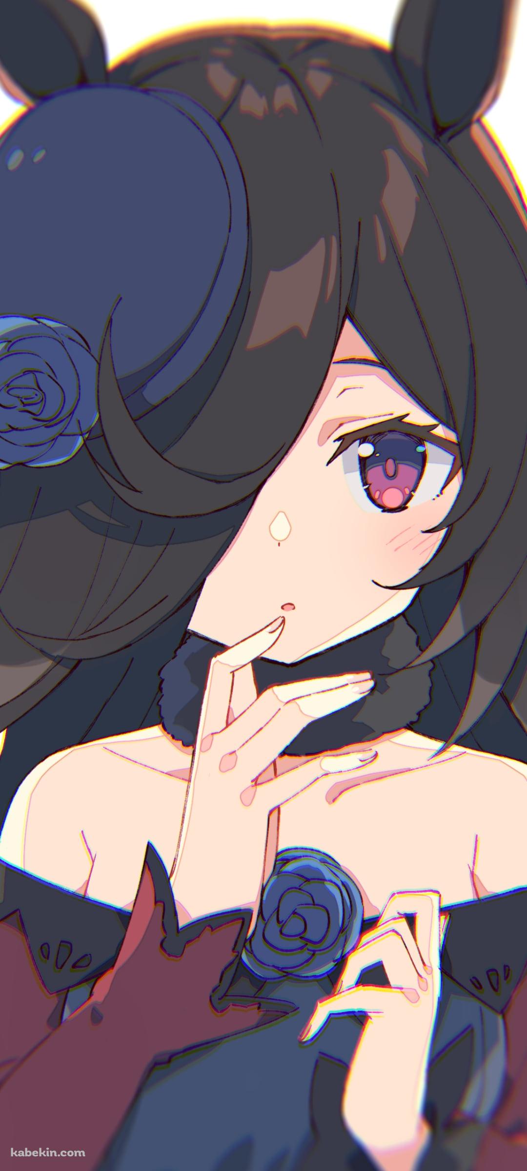 右手の人差し指を口元にあてる可愛いライスシャワー / ウマ娘プリティーダービーのAndroidの壁紙(1080px x 2400px) スマホ用