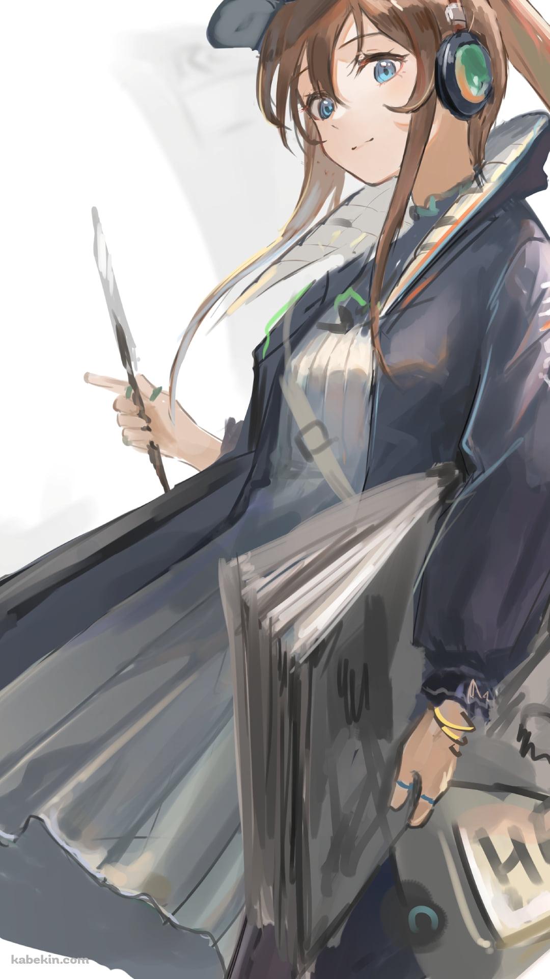 新聞を抱えてこちらを見るアーミヤ / アークナイツのAndroidの壁紙(1080px x 1920px) スマホ用