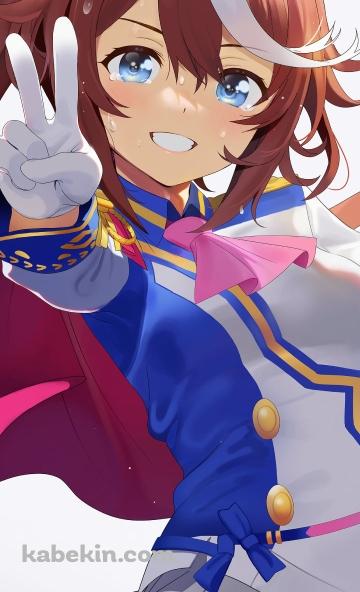 笑顔で右手でピースをするトウカイテイオー / ウマ娘プリティーダービーのAndroidの壁紙(360px x 592px) スマホ用