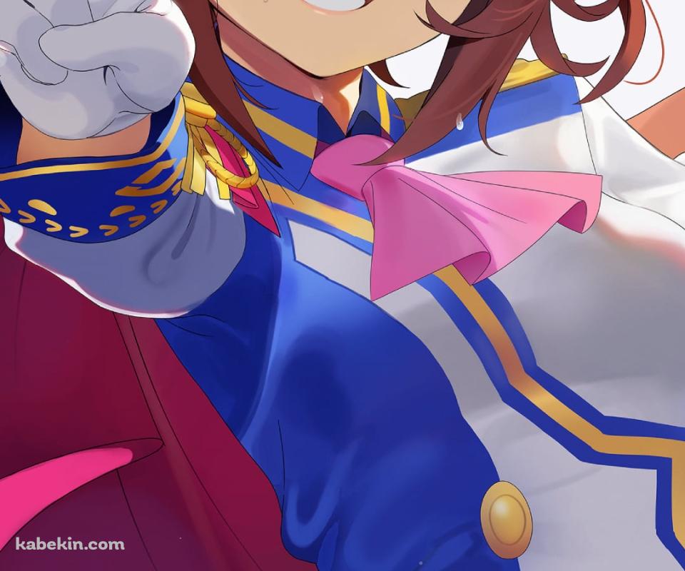 笑顔で右手でピースをするトウカイテイオー / ウマ娘プリティーダービーのAndroidの壁紙(960px x 800px) スマホ用