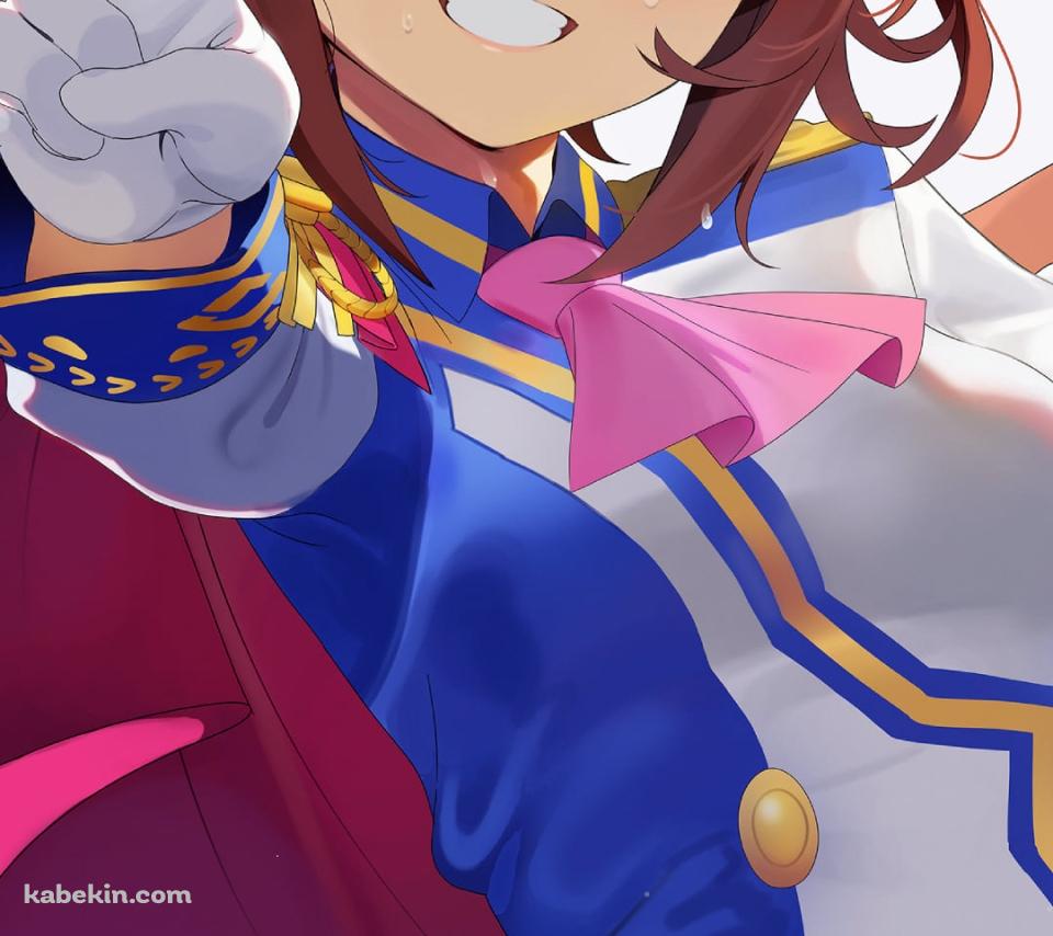 笑顔で右手でピースをするトウカイテイオー / ウマ娘プリティーダービーのAndroidの壁紙(960px x 854px) スマホ用