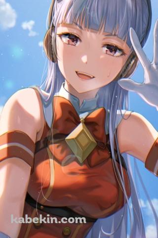 左手で手を振る笑顔のゴールドシップ / 晴天 / ウマ娘プリティーダービーのAndroidの壁紙(320px x 480px) スマホ用