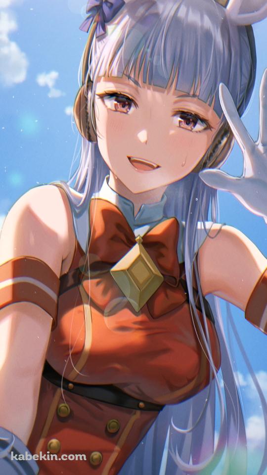 左手で手を振る笑顔のゴールドシップ / 晴天 / ウマ娘プリティーダービーのAndroidの壁紙(540px x 960px) スマホ用