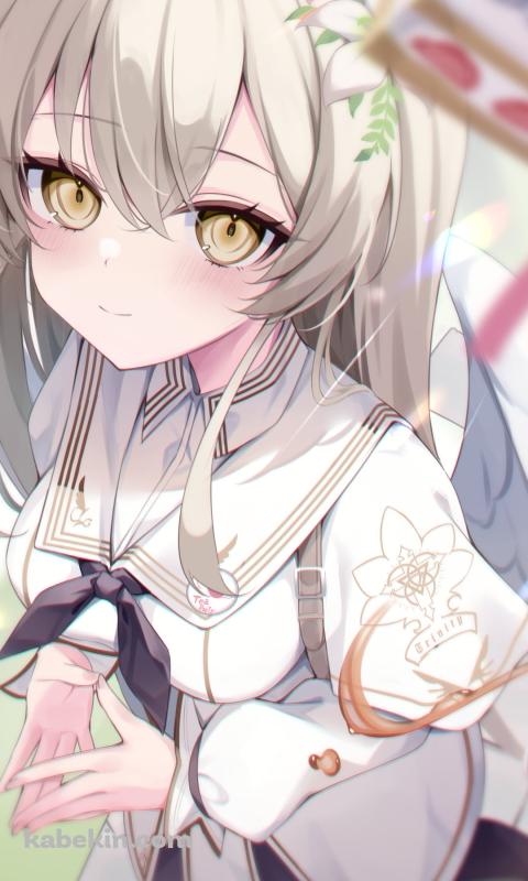 両手をあわせ微笑む可愛い桐藤ナギサ / ブルアカ / ブルーアーカイブのAndroidの壁紙(480px x 800px) スマホ用