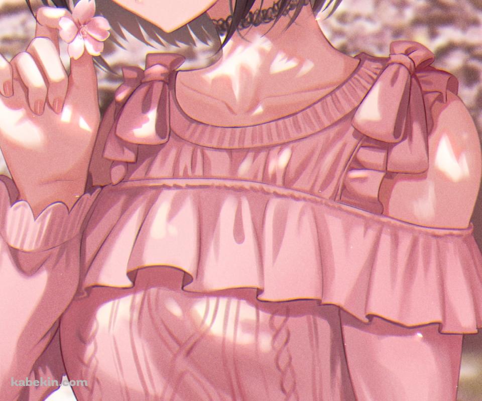 ピンクの服を着た可愛い東雲絵名 / 桜の並木道 / プロジェクトセカイのAndroidの壁紙(960px x 800px) スマホ用