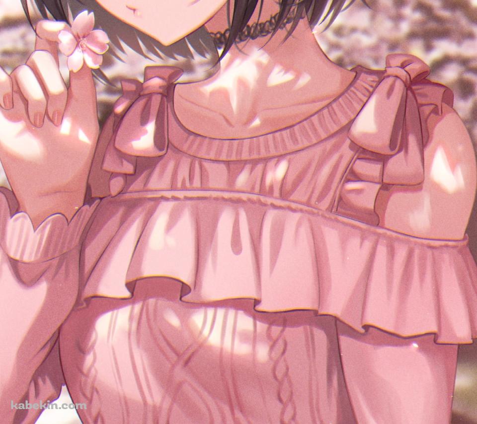 ピンクの服を着た可愛い東雲絵名 / 桜の並木道 / プロジェクトセカイのAndroidの壁紙(960px x 854px) スマホ用
