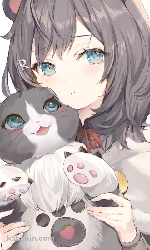 アイルーを持つ可愛い女性 / モンスターハンターワールドのAndroidの壁紙(480px x 800px) スマホ用