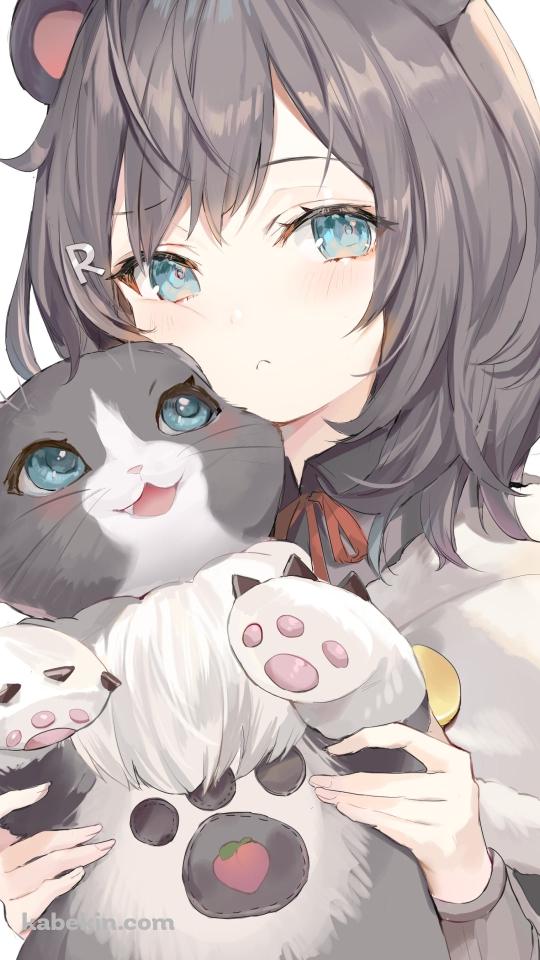 アイルーを持つ可愛い女性 / モンスターハンターワールドのAndroidの壁紙(540px x 960px) スマホ用