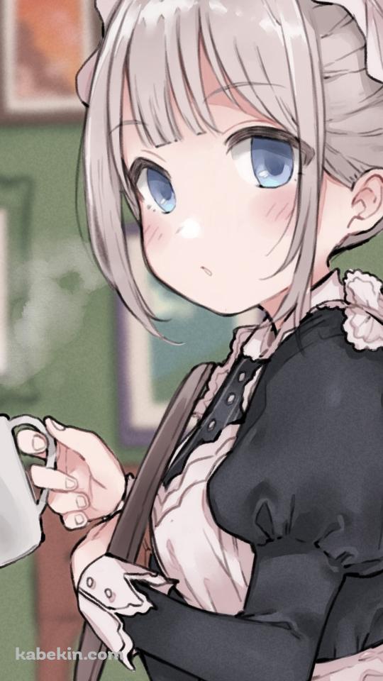白いマグカップを持ちながらこちらを見つめるメイド姿の芹沢あさひ / しゅごキャラ！ / アイドルマスターシャイニーカラーズのAndroidの壁紙(540px x 960px) スマホ用
