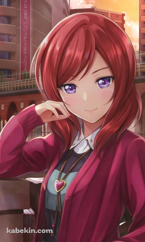川沿いの橋に肘をつき微笑む西木野真姫（にしきの まき） / ラブライブ!のAndroidの壁紙(480px x 800px) スマホ用