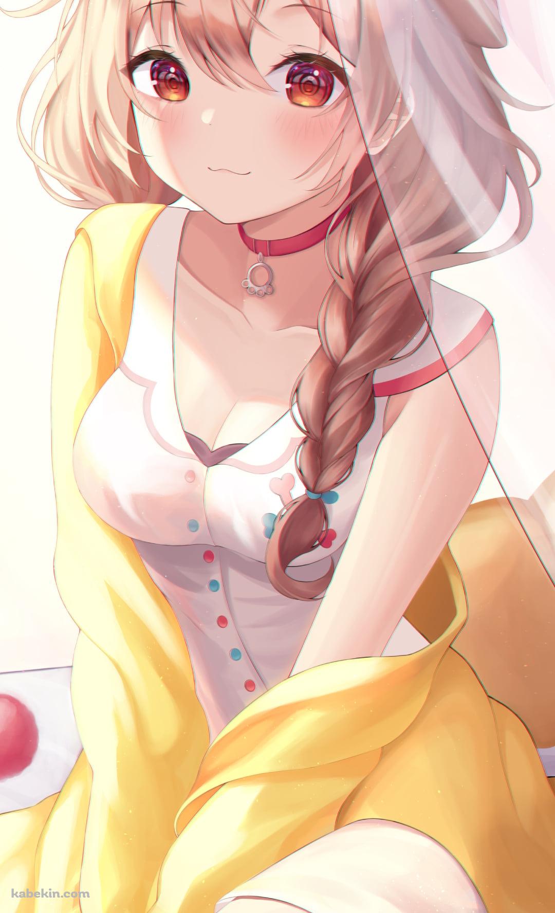 赤い瞳で見つめる可愛い戌神ころね / ホロライブ / バーチャルYouTuber / VtuberのAndroidの壁紙(1080px x 1776px) スマホ用