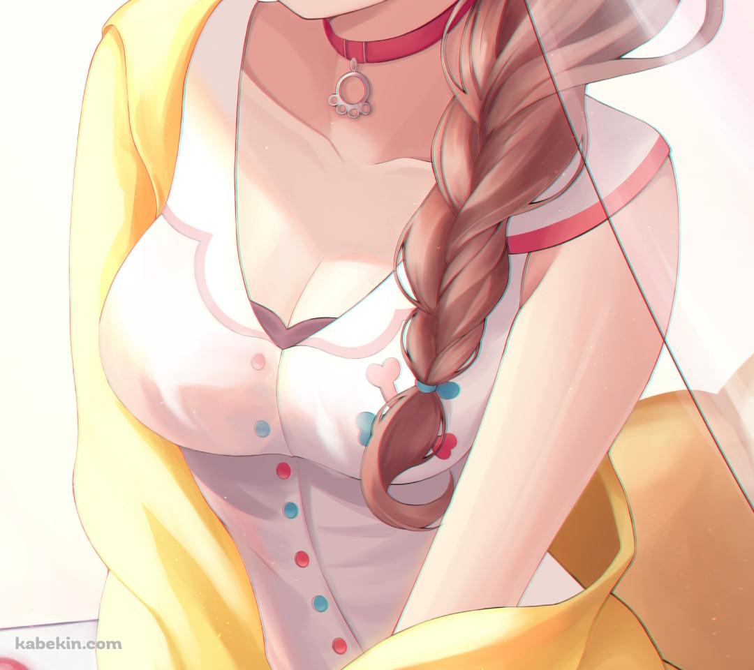 赤い瞳で見つめる可愛い戌神ころね / ホロライブ / バーチャルYouTuber / VtuberのAndroidの壁紙(1080px x 960px) スマホ用