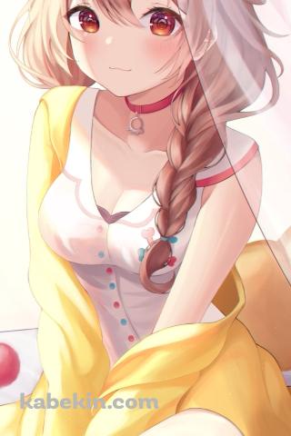 赤い瞳で見つめる可愛い戌神ころね / ホロライブ / バーチャルYouTuber / VtuberのAndroidの壁紙(320px x 480px) スマホ用