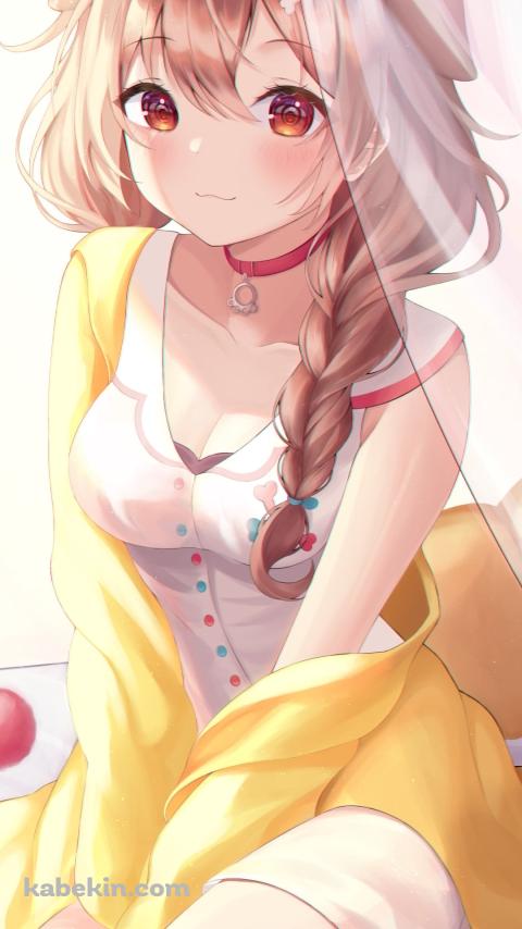 赤い瞳で見つめる可愛い戌神ころね / ホロライブ / バーチャルYouTuber / VtuberのAndroidの壁紙(480px x 854px) スマホ用