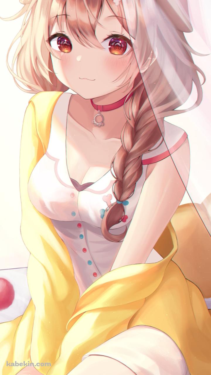 赤い瞳で見つめる可愛い戌神ころね / ホロライブ / バーチャルYouTuber / VtuberのAndroidの壁紙(720px x 1280px) スマホ用