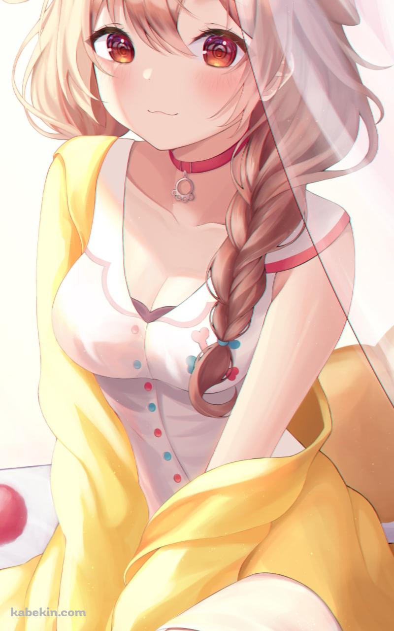 赤い瞳で見つめる可愛い戌神ころね / ホロライブ / バーチャルYouTuber / VtuberのAndroidの壁紙(800px x 1280px) スマホ用