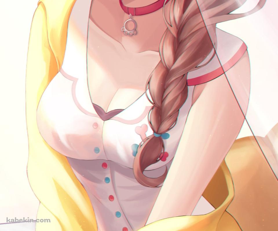 赤い瞳で見つめる可愛い戌神ころね / ホロライブ / バーチャルYouTuber / VtuberのAndroidの壁紙(960px x 800px) スマホ用