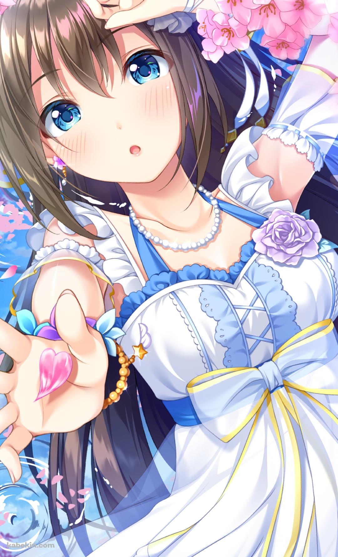 ピンクの桜の花びらに手を伸ばす桜坂しずく / 虹ヶ咲学園スクールアイドル同好会 / ラブライブ!のAndroidの壁紙(1080px x 1776px) スマホ用