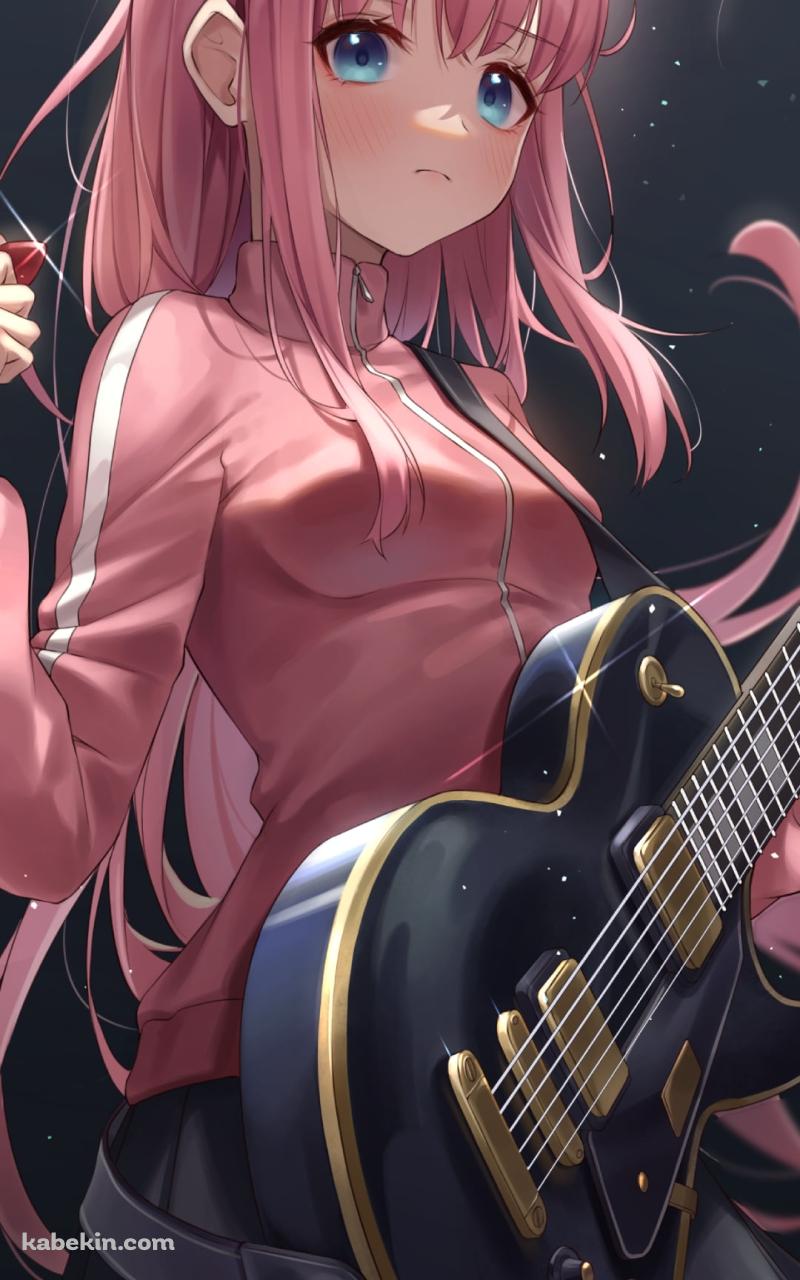 黒いギターと赤いピックを持ちドヤ顔の後藤ひとり / ぼっち・ざ・ろっく!のAndroidの壁紙(800px x 1280px) スマホ用