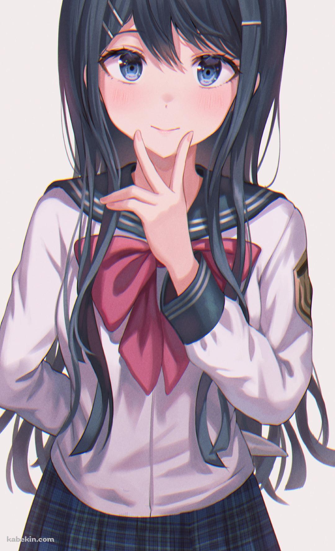 左手で顎ピする舞園さやか（マイゾノサヤカ） / ダンガンロンパのAndroidの壁紙(1080px x 1776px) スマホ用