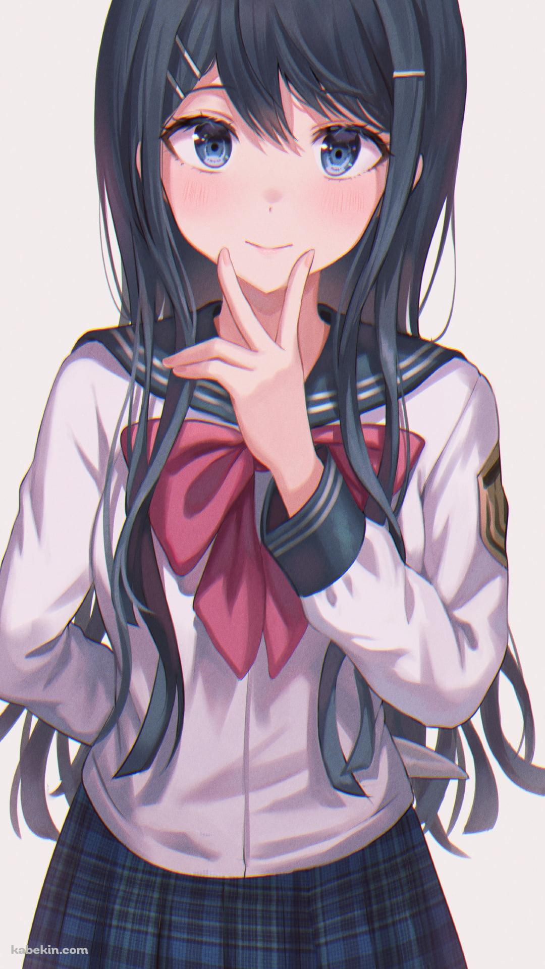左手で顎ピする舞園さやか（マイゾノサヤカ） / ダンガンロンパのAndroidの壁紙(1080px x 1920px) スマホ用