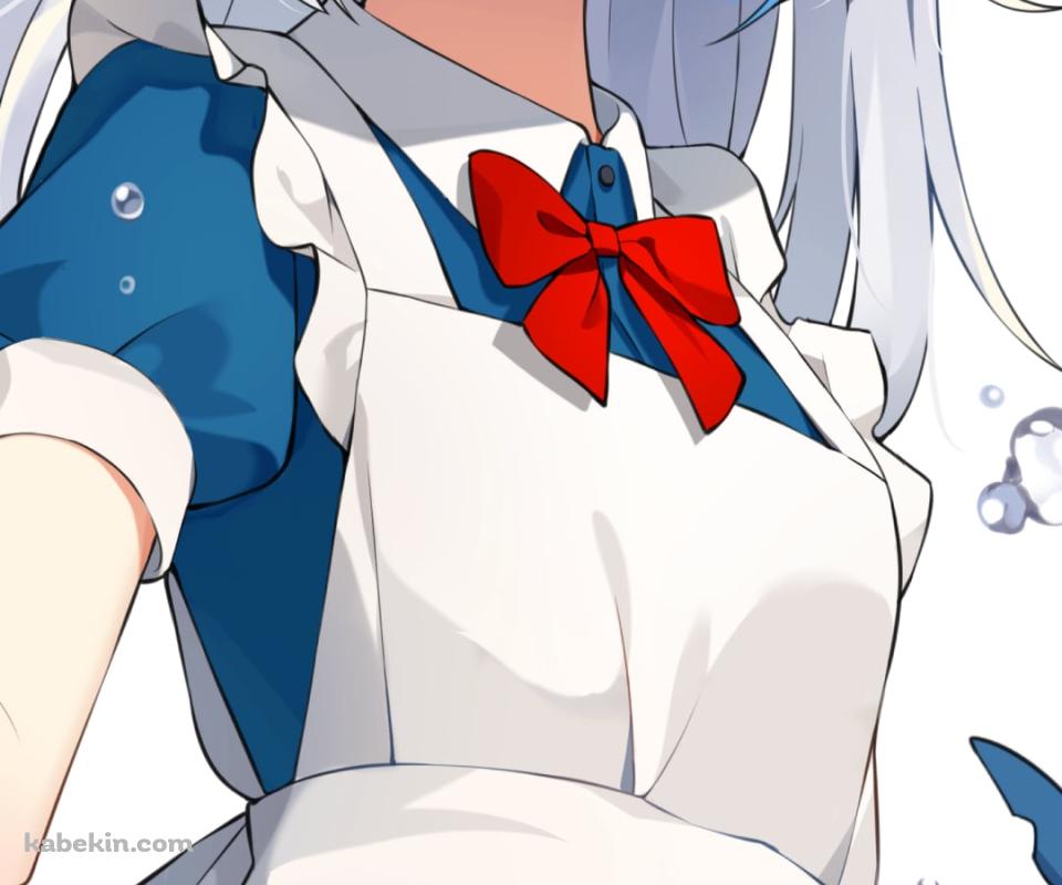 青いメイド服を着た可愛いがうる・ぐら / ホロライブ / バーチャルYouTuber / VtuberのAndroidの壁紙(960px x 800px) スマホ用