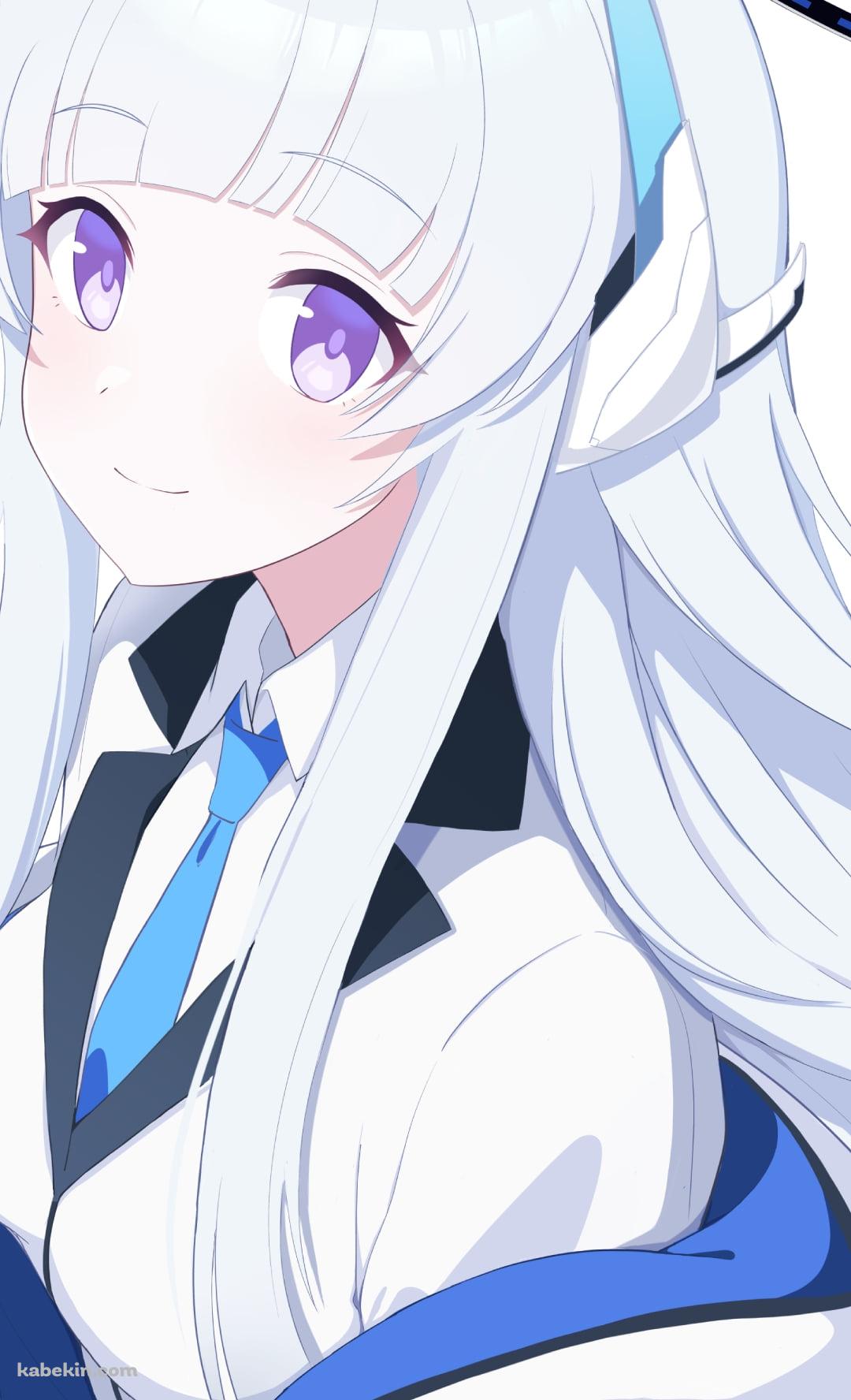 紫の大きな瞳でこちらを見て微笑む生塩ノア / ブルアカ / ブルーアーカイブのAndroidの壁紙(1080px x 1776px) スマホ用