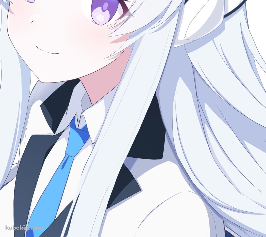 紫の大きな瞳でこちらを見て微笑む生塩ノア / ブルアカ / ブルーアーカイブのAndroidの壁紙(1080px x 960px) スマホ用