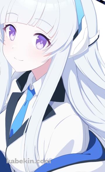 紫の大きな瞳でこちらを見て微笑む生塩ノア / ブルアカ / ブルーアーカイブのAndroidの壁紙(360px x 592px) スマホ用