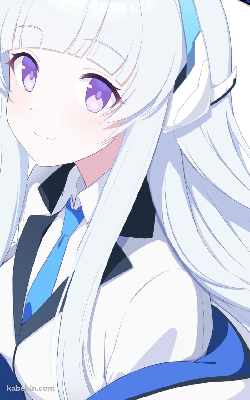 紫の大きな瞳でこちらを見て微笑む生塩ノア / ブルアカ / ブルーアーカイブのAndroidの壁紙(800px x 1280px) スマホ用