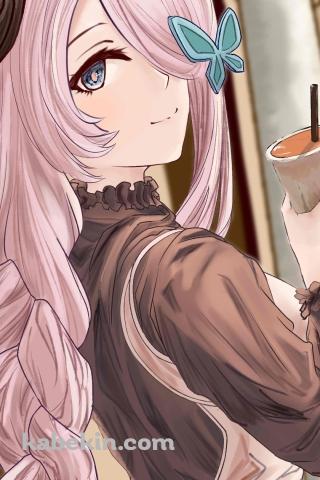 カフェラテを持ち微笑むナルメア / グランブルーファンタジーのAndroidの壁紙(320px x 480px) スマホ用
