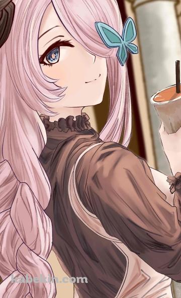 カフェラテを持ち微笑むナルメア / グランブルーファンタジーのAndroidの壁紙(360px x 592px) スマホ用