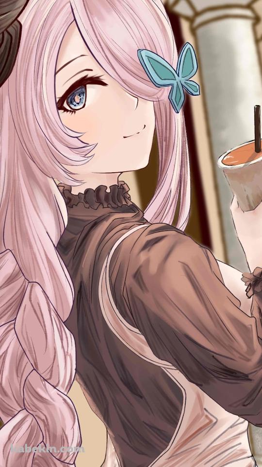 カフェラテを持ち微笑むナルメア / グランブルーファンタジーのAndroidの壁紙(540px x 960px) スマホ用