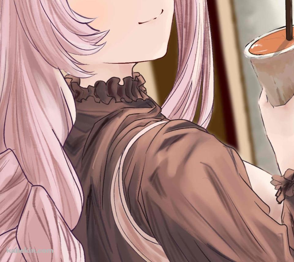 カフェラテを持ち微笑むナルメア / グランブルーファンタジーのAndroidの壁紙(960px x 854px) スマホ用