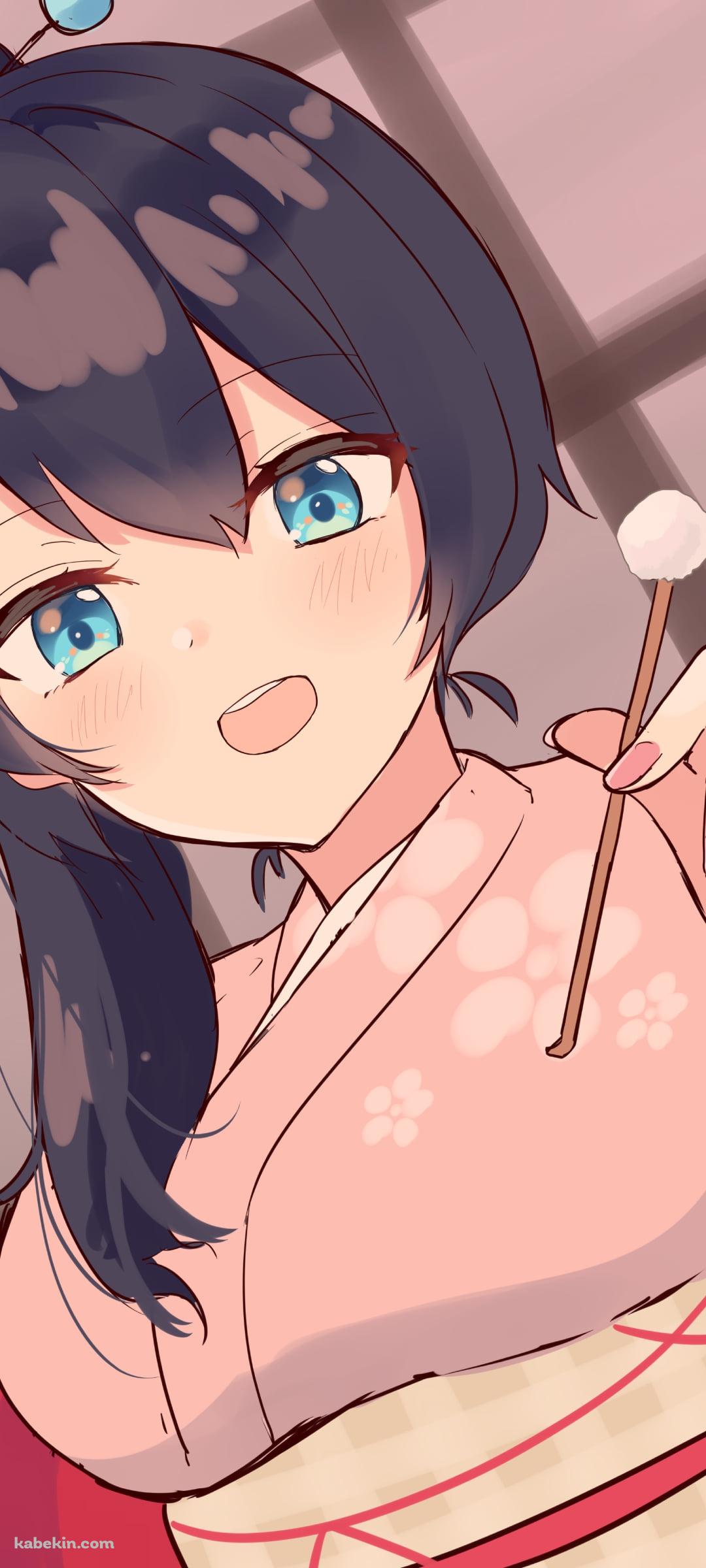耳かきをする小野町春香 (おのまちはるか)  / ピンクの着物 / にじさんじ / バーチャルYouTuber / VtuberのAndroidの壁紙(1080px x 2400px) スマホ用
