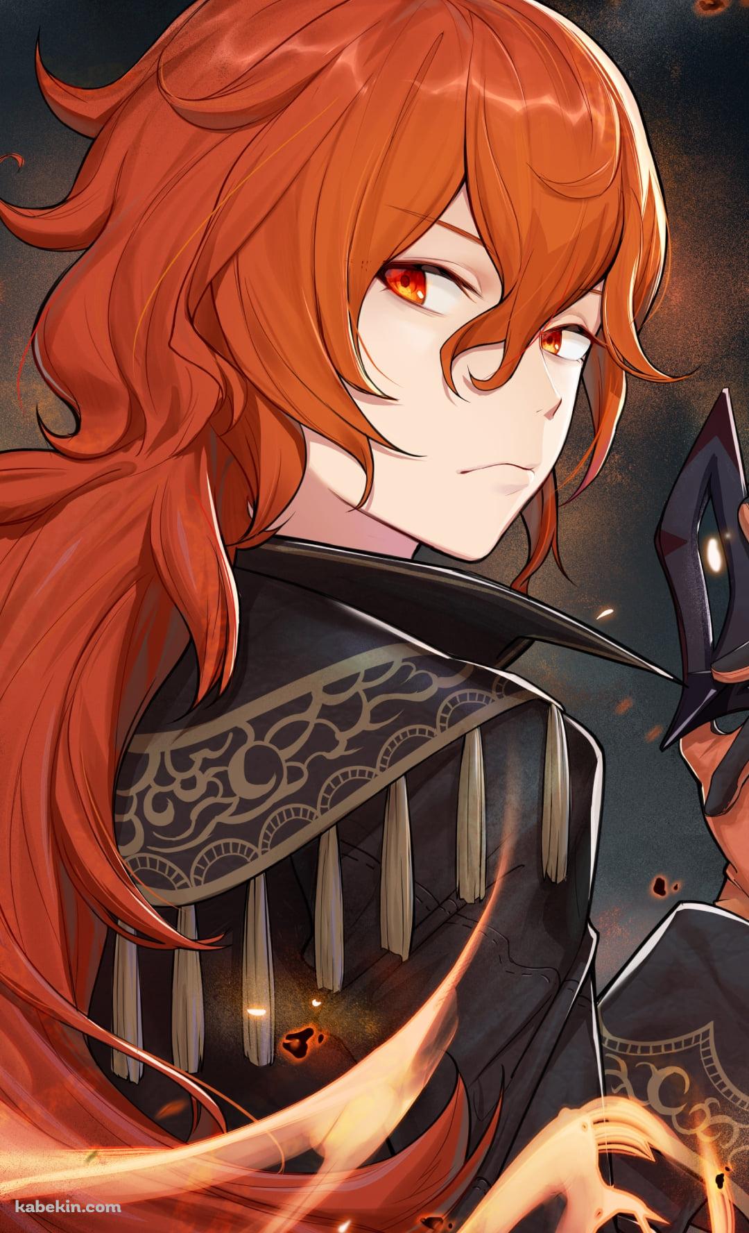 黒い仮面を取りこちらを見つめるかっこいいディルック・ラグヴィンド / 原神のAndroidの壁紙(1080px x 1776px) スマホ用