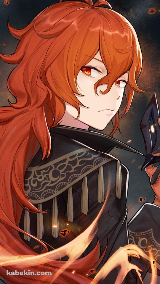 黒い仮面を取りこちらを見つめるかっこいいディルック・ラグヴィンド / 原神のAndroidの壁紙(540px x 960px) スマホ用