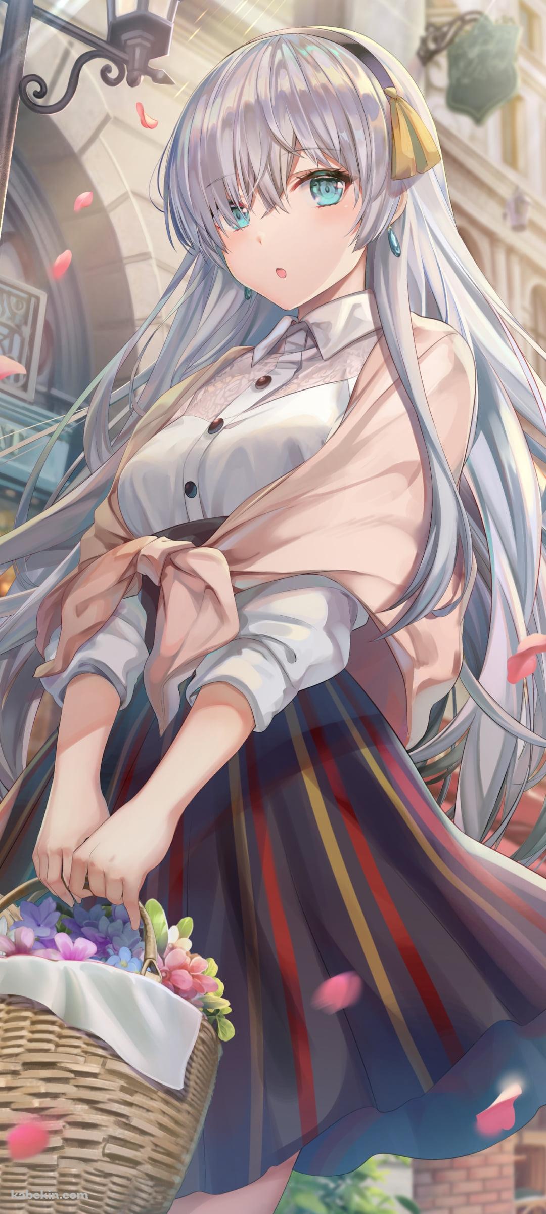 籠に入った花を持つ可愛いアナスタシア / fate/grand orderのAndroidの壁紙(1080px x 2400px) スマホ用