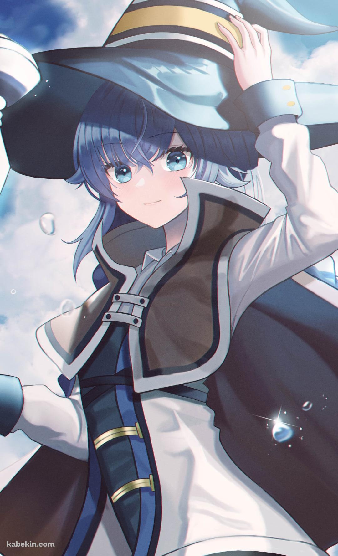 晴天時、帽子を抑えるロキシー・ミグルディア / 無職転生のAndroidの壁紙(1080px x 1776px) スマホ用