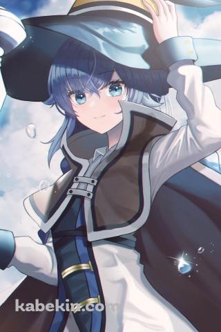 晴天時、帽子を抑えるロキシー・ミグルディア / 無職転生のAndroidの壁紙(320px x 480px) スマホ用