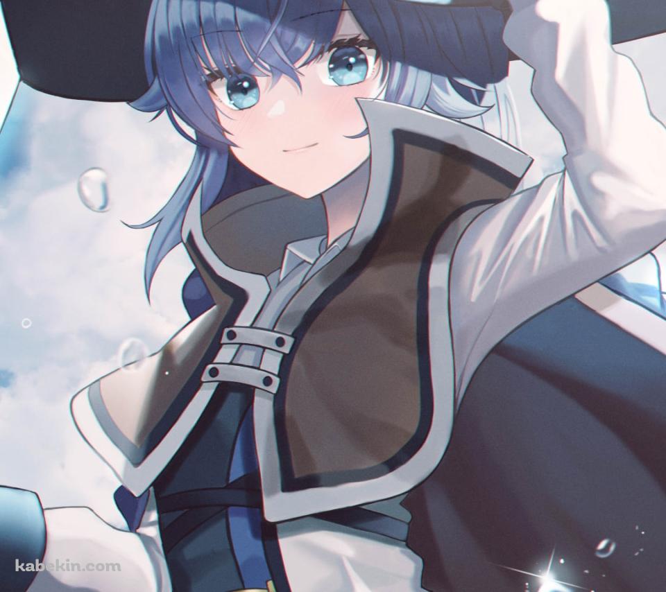 晴天時、帽子を抑えるロキシー・ミグルディア / 無職転生のAndroidの壁紙(960px x 854px) スマホ用