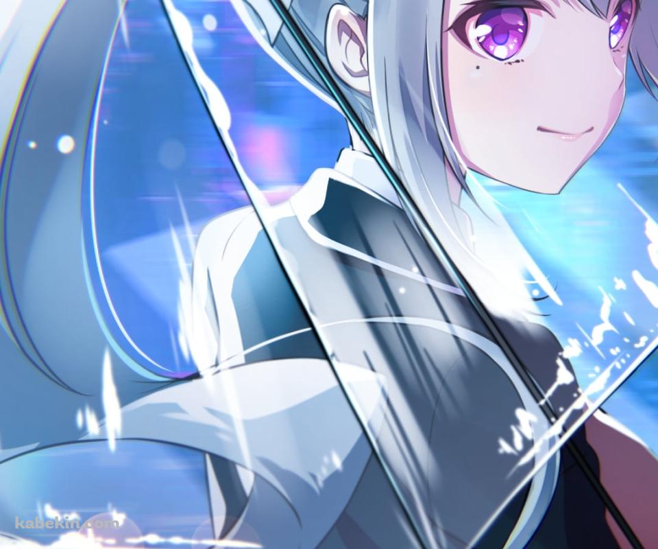 ビニール傘をさして横断歩道を渡る樋口楓 / にじさんじ / バーチャルYouTuber / VtuberのAndroidの壁紙(960px x 800px) スマホ用