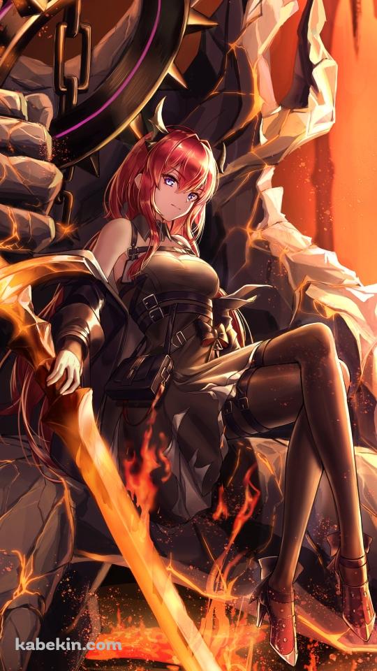 炎の剣に手をかけるスルト / アークナイツのAndroidの壁紙(540px x 960px) スマホ用