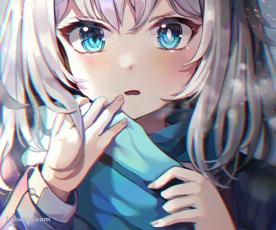 乱反射する光と青いマフラーを巻いた砂狼シロコ / ブルアカ / ブルーアーカイブのAndroidの壁紙(960px x 800px) スマホ用